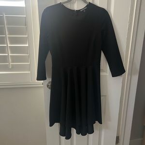 Express black 3/4 sleeve fit flare dress